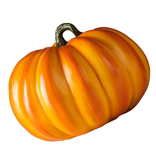 SEWACC 1pc Artificial Pumpkin Decoration Realistic Resin Pumpkin Ornament Fake Pumpkin Craft for Fall Halloween Thanksgiving Party Decor (19X14CM)