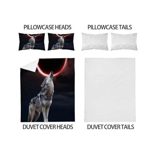 Parure de lit loup 3D en microfibre de qualité supérieure King size 220x240 cm - 4