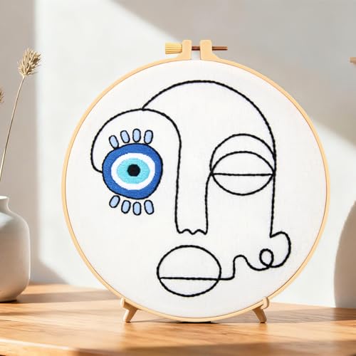 Image of Beginner Embroidery Starter Kits, Abstract Embroidery Kits for Beginners Adults, Stamped Cross Stitch Kits for Beginners Adults Craft Kits for Women, Entire Set of Embroidery Supplies & Video Tutorial