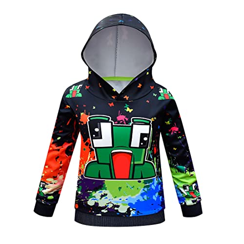 Delanhon Sudaderas con Capucha para niños y niñas Youtuber Gamer Merch con Capucha 3D Cool Sudaderas Divertidas de Manga Larga con Capucha Jumpers 4-13 años, Estilo 3, 11-12 años Cover