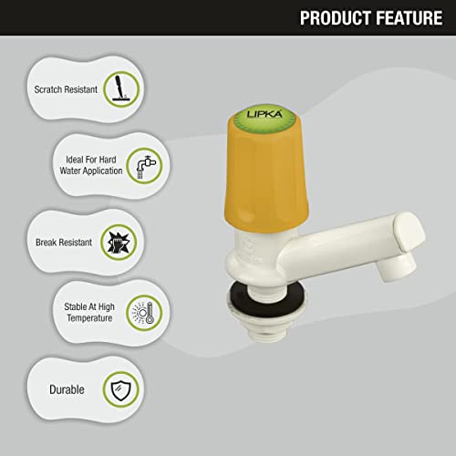 Image of LIPKA Pack of 2 Grand Pillar Tap Faucet | PTMT Water Tap | Ivory /Yellow Color |