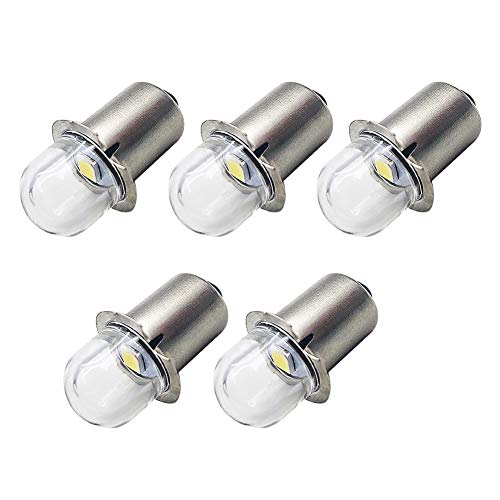 Ruiandsion Upgrade Ampoules de lampe de poche LED P13.5S Prise de base Ampoules LED blanches 18V de remplacement pour lampes de torche de lampe de poche de phare, sans polarité (lot de 5)