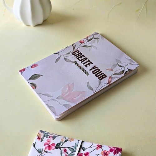 Image of Motivational Floral A5 Notebook Diary for Women & Students | Softbound Laminated Cover | Monthly Planner + Daily Planner | 21 x 15 cm Ruled Journal | Inspirational Quote Cover (Light Grey Create Your Own Sunshine)