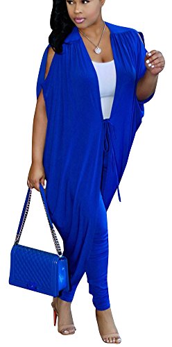 Women 2 Piece Club Outfits Long Sleeve Floral Open Front Cardigan and Pants Set