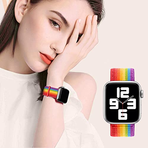 Stretchy Nylon Velcro Loop Band Compatible With Apple Watch 38Mm 40Mm 41Mm 42Mm 44M 45Mm, Women Men Sport Adjustable Elastic Braided Straps Velcro Bands Compatible With Iwatch Series Se7/6/5/4/3/2/1 #TOP5