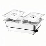 Amhuui Elektrisches Chafing Dish Buffet Set, 2 x 4QT Half-Size Buffet Servers und Warmhaltegeräte, mit Drehknopf einstellbare Temperatur, 600W Food-Grade Edelstahl, für Partys, Catering, Festivals