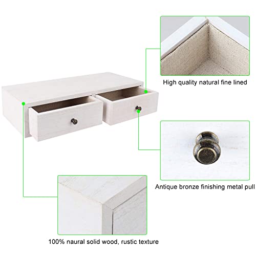 Image of W00YNEX Floating Shelves with Drawers: Wood Wall Shelves /Cabinets for Storage and Exhibition; Doubles as a Bedside or Nightstand Set of 2 in Vintage-
