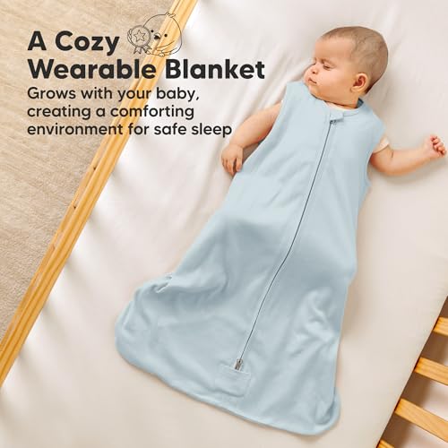 Image of 2-Pack Baby Sleep Sacks, Zipper Wearable Blanket - 100% Organic Cotton 0.5TOG, Soft Lightweight Toddler Sleeping Sack 6-12 months, Easy to Wear Newborn Swaddles Sleepsack (Glacier, M)