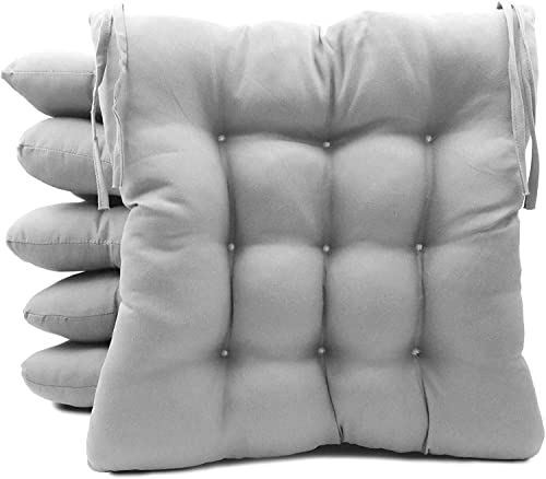 TIENDA EURASIA® Pack 6 Cojines para Sillas de Terraza - Funda de 100% Loneta Lavable y Relleno de...