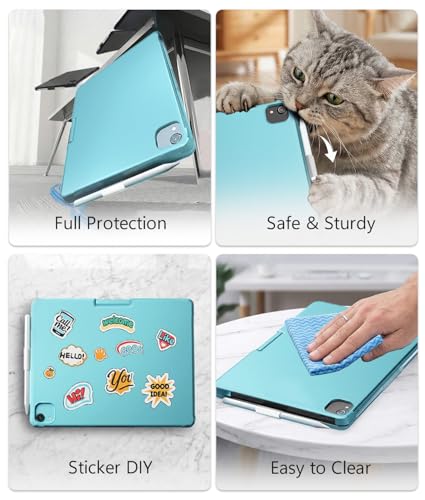 Image of BABG for iPad 10th 11th (A16) Case with Keyboard&iPad Air 11(M4,M3,M2),360Swivel,7 Use Modes,Rainbow Backlight Keyboard for iPad Pro 11(1st /2nd /3rd /4th Gen)&iPad Air 5th /Air 4th- Sky Blue