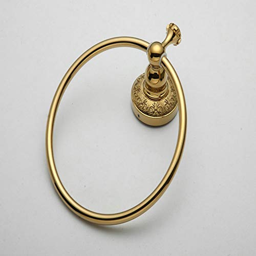 Beelee Wall Mounted Towel Ring/Towel Holder,Solid Brass Construction,Gold Finish,Bathroom Accessories