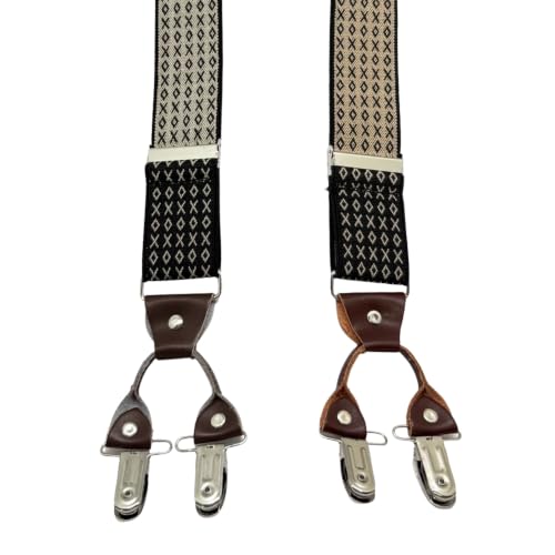 Image of The Tie Hub Suspenders for Men Elastic Adjustable Y Back Braces with Strong Metal Clips for Wedding Formal Office Wear