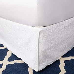 Greenland Home Paisley Quilted Bed Skirt Twin White