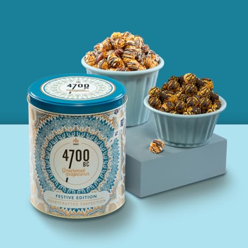 Image of 4700BC Pop Gala, Chocolate Popcorn Ensemble, Tin, 375g (Nutty Tuxedo Chocolate and Tiramisu Chocolate)