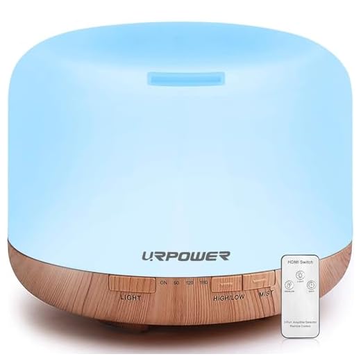 URPOWER 500ml Aromatherapy Essential Oil Diffuser Humidifier Diffusers for Essential Oils Room Decor Lighting with 4 Timer Settings, 7 LED Color Changing Lamps and Waterless Auto Shut-Off