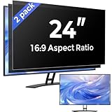 [2 Pack] 24 Inch Computer Privacy Screen Filter for Monitor 16:9 Aspect Ratio, Eye Protection Anti Blue Light Privacy Shield and Anti-Glare Protector, 24inch Removable Anti-Scratch 24in Protector Film