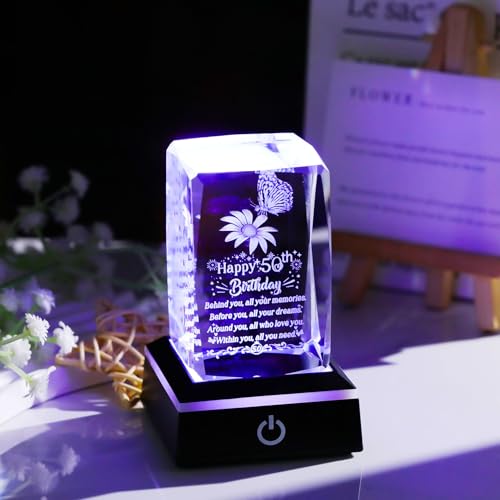 Cadeaux d'anniversaire 50 ans avec base LED pour marquer les esprits