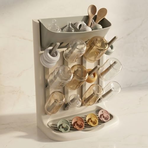 Bloomhüan Baby Bottle Drying Rack Space Saving Vertical Countertop Organiser for Feeding Bottles Teats Soothers & Accessories BPA-Free Newborn Essentials Storage