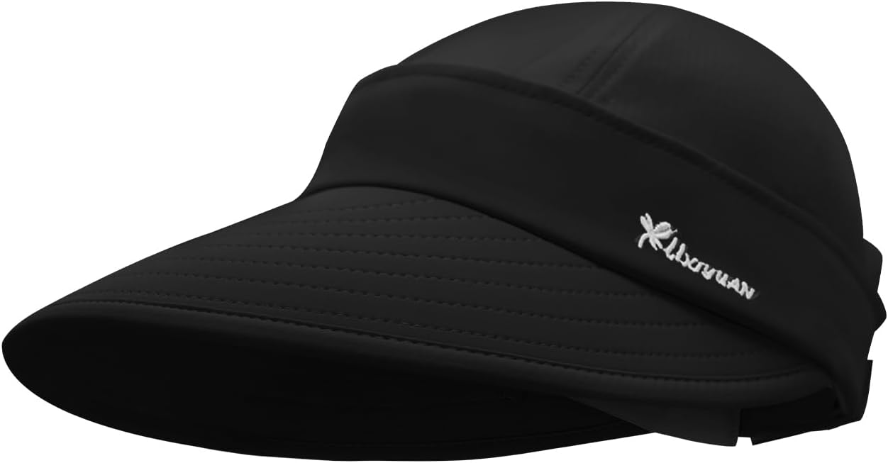 LJCZKA Wide Brim Sun Visor Hat for Women,2 in 1 Zip-Off Sun Protection Visor,Packable Ponytail Visor for Daily Outdoor Sport