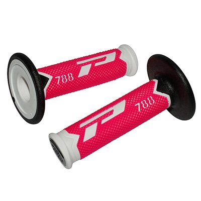 Revêtement poignée Progrip 788 triple densité 115mm blanc fuchsia noir guidon cross MX