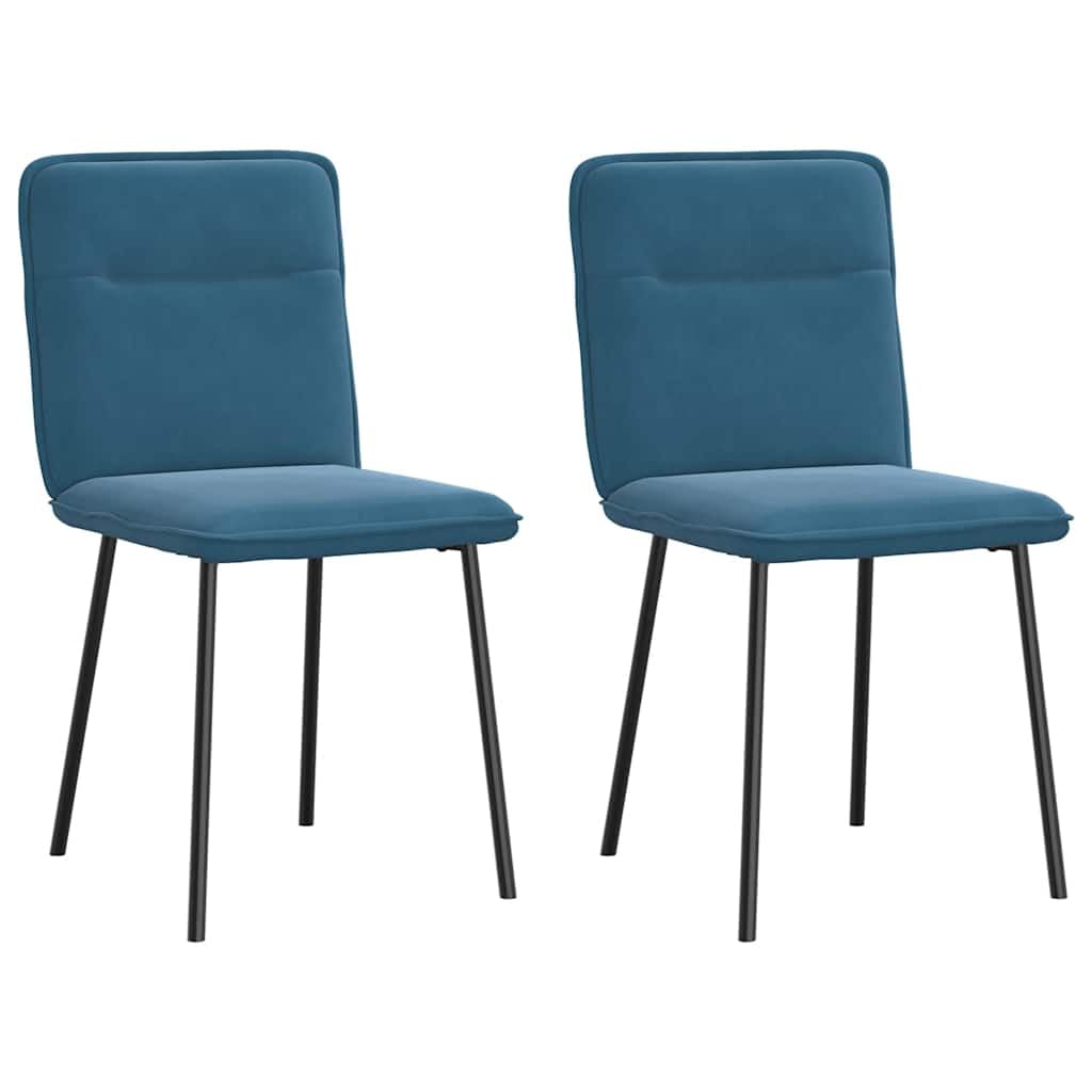 Set di 2 sedie da sala da pranzo, rivestimento in velluto blu, gambe in metallo, 45 x 54 x 83 cm, sedia da cucina moderna, comoda imbottitura per sala da pranzo, soggiorno, camera degli