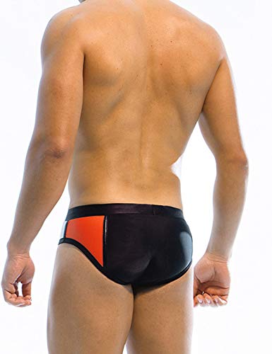 Mizok Men's Color Block Bikini Swim Briefs Nylon Quick Dry Swimwear Sexy Low Rise Swimsuit Black M #TOP3