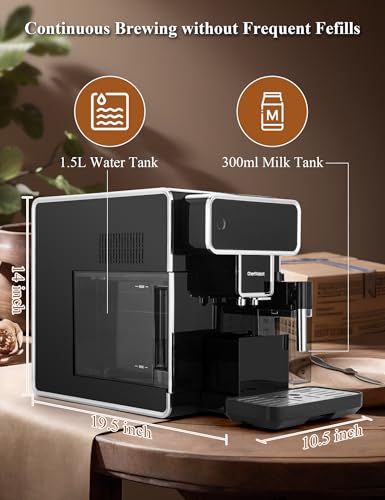 Fully Automatic Espresso Machine 12 Cup Coffee Maker One-Touch Cappuccino/Latte/Americano/Espresso with Self-Cleaning & Adjustable Grinder for Home/Office/Coffee Lovers/Busy Workers/Small Cafés - Thumbnail 5