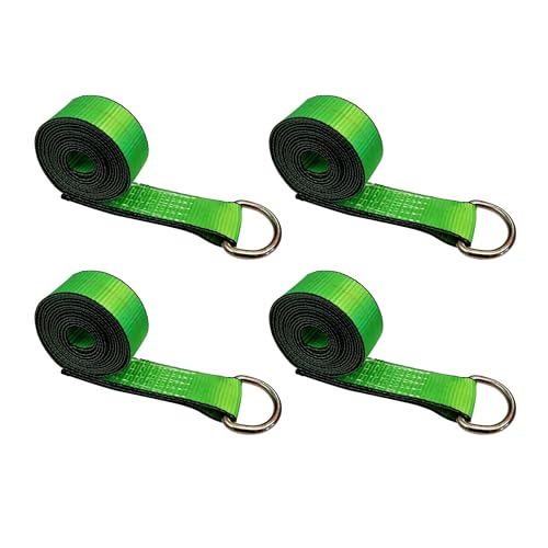 Image of Mega Cargo Control 2 inch x 10' D-Ring Lasso Strap & Recovery Auto Tie Down for Wheel Lift, Trailer, Tow Truck (4 - Pack)
