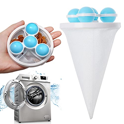 Sacs en Filet pour Filtre à Cheveux pour Machine à Laver, Boule de nettoyage pour machine à laver avec filet, 4 boules flottantes filtrantes, Sacs à Linge pour Enlever les Peluches/Cheveux/Débris Cover