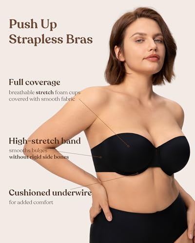 HSIA Strapless Bra for Large Breasts, Plus Size Minimizer Push Up Underwire - image 4