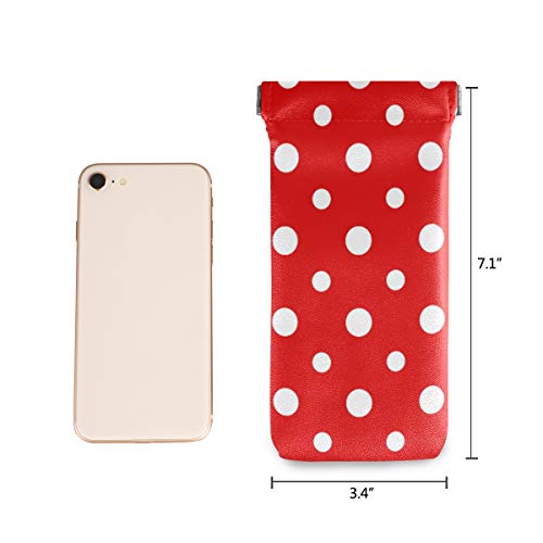 Vikko Red And White Polka Dot Eyeglass Pouch Microfiber Leather Squeeze Top Stylish Sunglasses Case For Women #TOP1