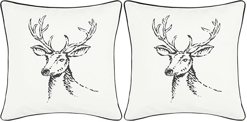 Image of Eddie Bauer - Throw Pillow with Zipper Closure, Perfect Home Decor for Bed or Sofa (Morning Stag Black, 20 inch x 20 inch) (Pack of 2)