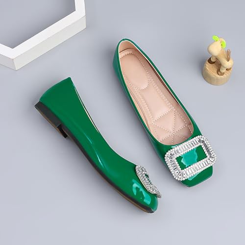 Rhinestones Dress Ballet Flats Shoes for Women Closed Square Toe Flats Comfortable Dressy Casual Slip-on Ballet Shoes2