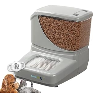 Automatic Cat/Dog Feeder, Collar Activated RFID Cat Food Dispenser 32 Cups- 6 Meals, Timed Pet Feeder with Silicon Dog Tag, Portion Control for Cat Feeder (Upgraded PortionPro Rx Auto cat feeders)