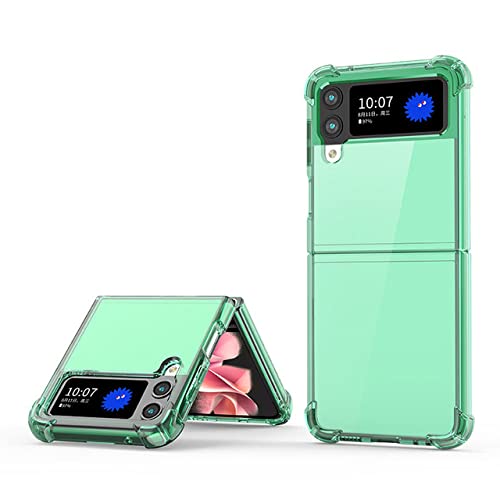 Coque Samsung Galaxy Z Flip 3 en silicone TPU transparent avec coins air-bag et pare-chocs vert