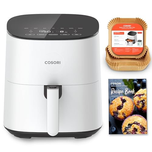 Comparison: Cosori Airfryer 11 COSORI Air Fryer Pro LE 5-Qt Airfryer, With 20PCS paper liners, 10 Functions that Dry, Bake, Roast &Preheat, Shake Reminder, Up to 450℉, 85% Oil less, Compact, 130+ Recipes, Dishwasher Safe, White