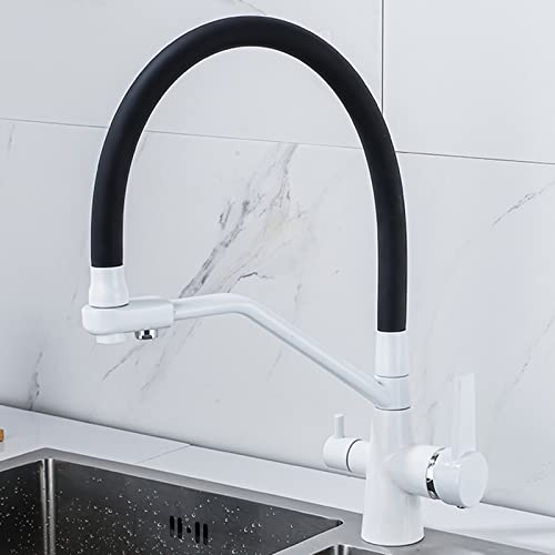 Robinet de Cuisine en Laiton Blanc à 3 Voies Haute Performance pour Eau Purifiée