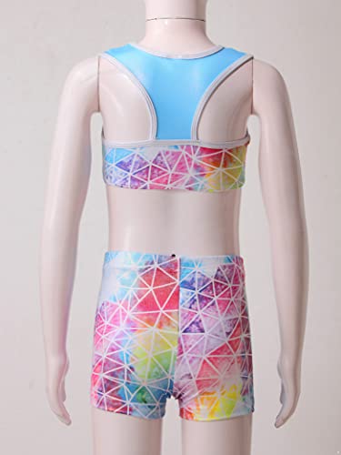 Hedmy Girls 2 Piece Gymnastics Leotard Tracksuit Cut Out Tank Tops With Shorts Set Workout Outfits For Kids Pink&Blue 3-4 Years #TOP5