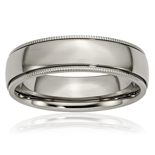 IceCarats Titanium 6mm Beaded Edge Plain Classic Wedding Band Ring