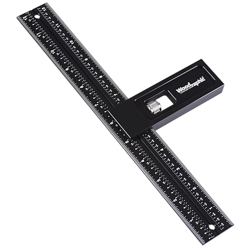 Woodraphic 12 Inch Right Square – CNC Aluminum Layout and Measuring Square for Accurate Marking, Framing, Cabinetry, and Woodworking Projects – 90° Angle Tool