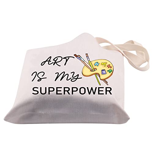 Bolso tote artístico BDPWSS para profesores y amantes del arte — 'Art Is My Superpower', ideal como regalo para estudiantes de pintura y viajes miniatura 5
