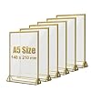 Hengu A5 (148 x 210 mm) toonbank, gouden zijhelder acryl reclamestandaard T-standaard tafelstandaard voor bruiloftsfeest…