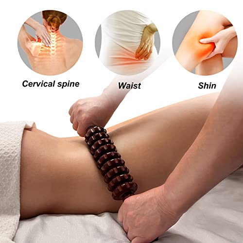 Deston Manual Massager Wooden Handheld Roller Trigger Point Massage Stick For Fascia, Cellulite, Muscle & Abdomen, Body Therapy Massager, Muscle Belly Relief Tool, Coffee #TOP2