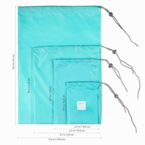 Foto von Beutel Organisatoren 8 Stücke wasserdichte Nylon Kordelzug Cord Tasche Aufbewahrungstasche für Outdoor Reisen (Hellblau und braun)