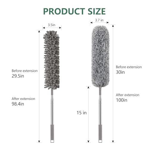 Image of SetSail Dusters for Cleaning, 100-inch Extra-Long Duster with Extension Pole Bendable Microfiber Head Washable Ceiling Fan Cleaner Duster Kit for High Ceilings, Corner, Furniture