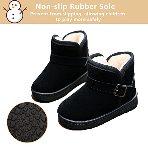 Mnplciea Boys Girls Snow Boots Toddler Little Kids Warm Cozy Fur Lined Winter Boots Non-Slip Outdoor Ankle Boots4