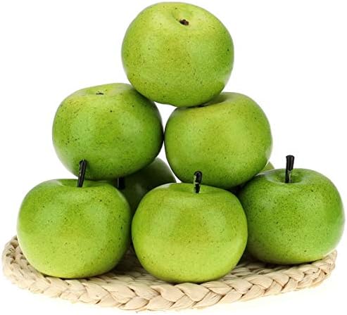 Gresorth 6pcs Lifelike Artificial Green Apple Faux Fake Apples Fruit Home House Kitchen Cabinet Decoration