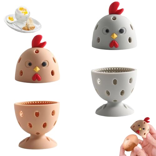 Silicone Egg Brush Cleaner, Egg Washer for Fresh Eggs, Reusable Multipurpose Washing Egg Tool for Fruits and Vegetables (Brown + Gray 2 Sets)