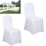 LZQ Stuhlhussen Universell Weiß 100 Stück Stretch Stuhlbezüge, Stuhlbezug für Weiss Stuhlhusse Hochzeit Feiern Geburtstag Dekoration Bankettstuhl