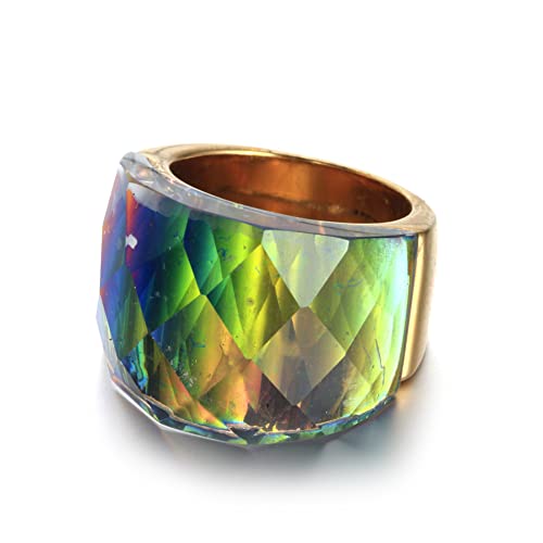 Image of HIJONES Men Women Stainless Steel Cubic Zirconia Royal Crystal Rings Wrap Band Cocktail Style